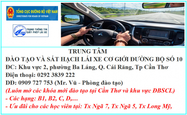 ĐĂNG KÝ HỌC LÁI XE Ô TÔ HẠNG B1, B2, C,...TẠI TX NGÃ NĂM -SÓC TRĂNG