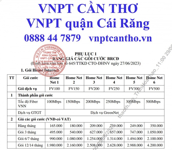 VNPT VINAPHONE QUẬN CÁI RĂNG CẦN THƠ