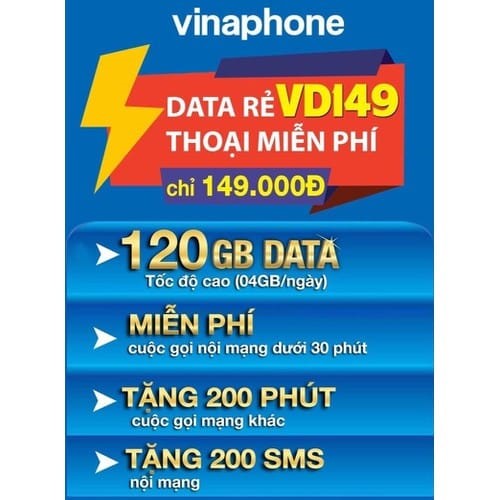 GIA HẠN GÓI CƯỚC VD149 VINAPHONE TRÊN TOÀN QUỐC