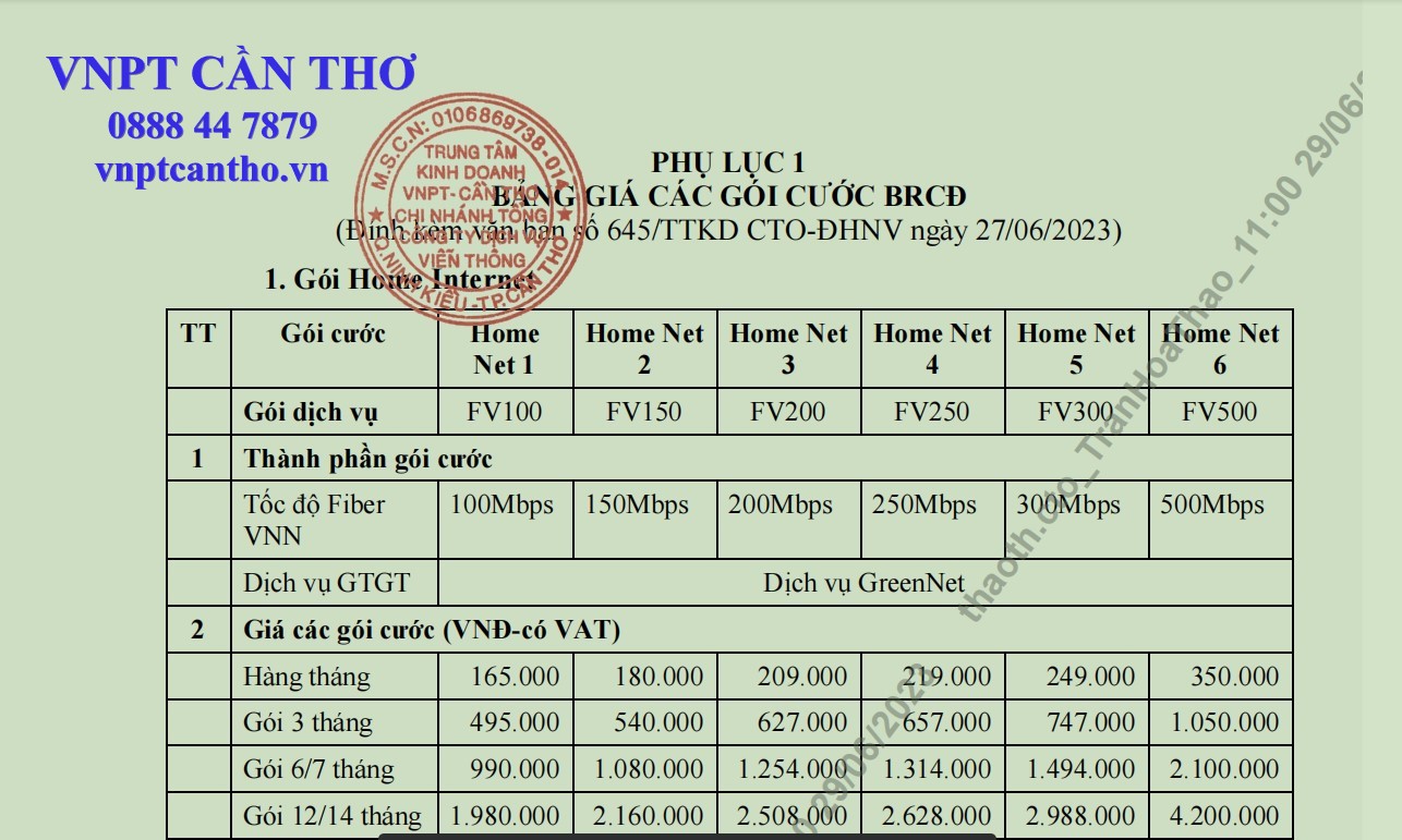 LẮP MẠNG VNPT CẦN THƠ