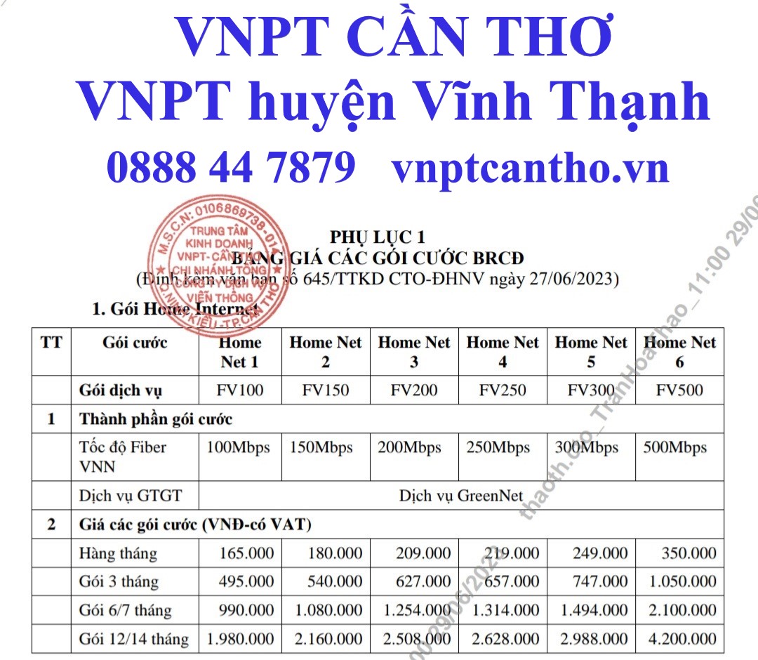 VNPT VINAPHONE HUYỆN VĨNH  THẠNH CẦN THƠ